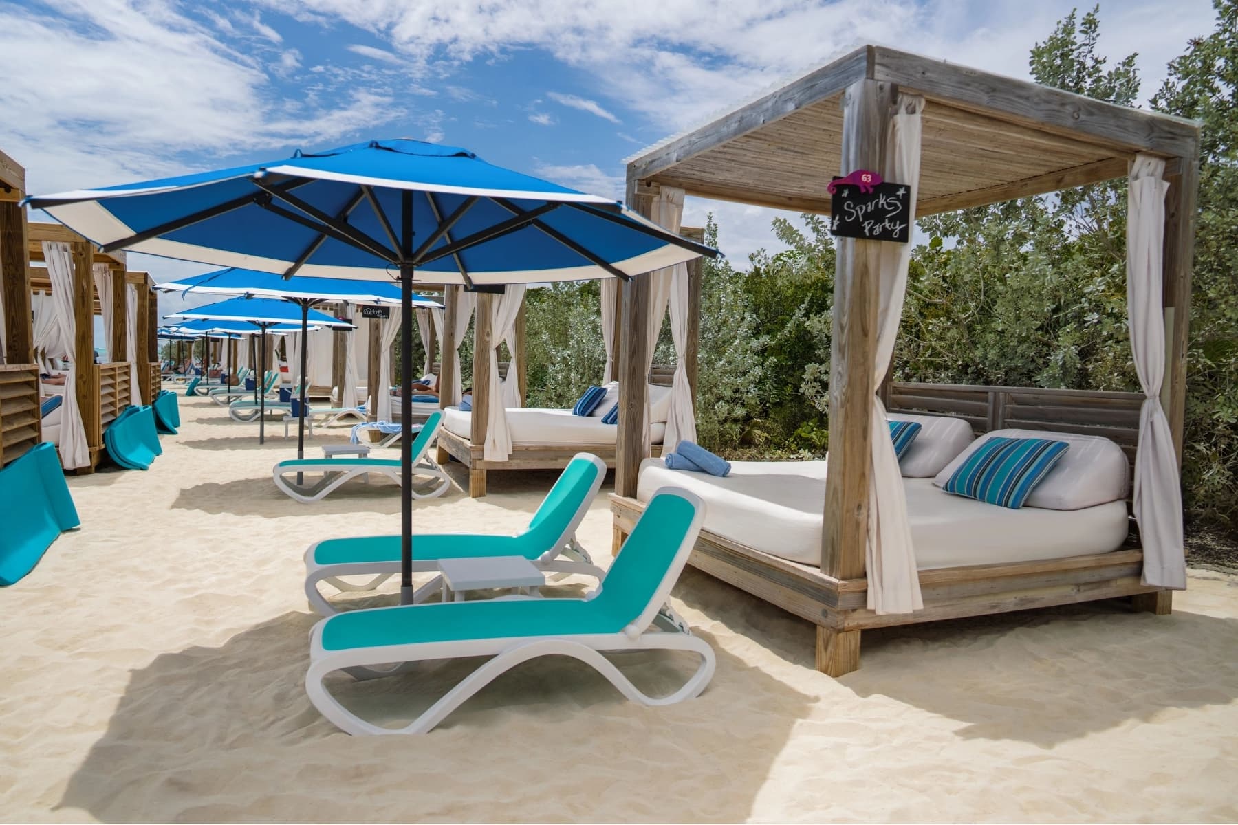 Beach arenas and cabanas on Vybz Island